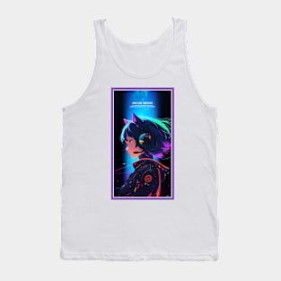 Anime Cute Cat Girl | Quality Anime Girl Artwork | Sci-Fi Manga Girl Anime Art Tank Top